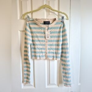 Cider Cream And Blue Striped Cardigan